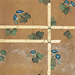 Обои ручная роспись Morning Glory Original colourway on gold metallic silk варинант исполнения - 2 | Loft Concept в Липецке