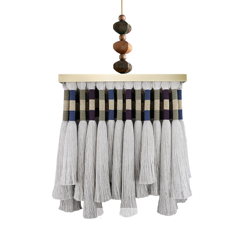 Люстра квадратная плетеная с бахромой Wicker Square Chandelier with Tassels Мульти Люстра квадратная плетеная с бахромой Wicker Square Chandelier with Tassels Мульти в Липецке | Loft Concept