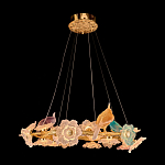 Люстра круглая на золотом каркасе с птичками и цветочным декором Miscellaneous herbs варинант исполнения - 1 | Loft Concept в Липецке