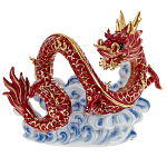 Декоративная фарфоровая статуэтка Китайский дракон на облаке Красный варинант исполнения - 1 | Loft Concept в Липецке