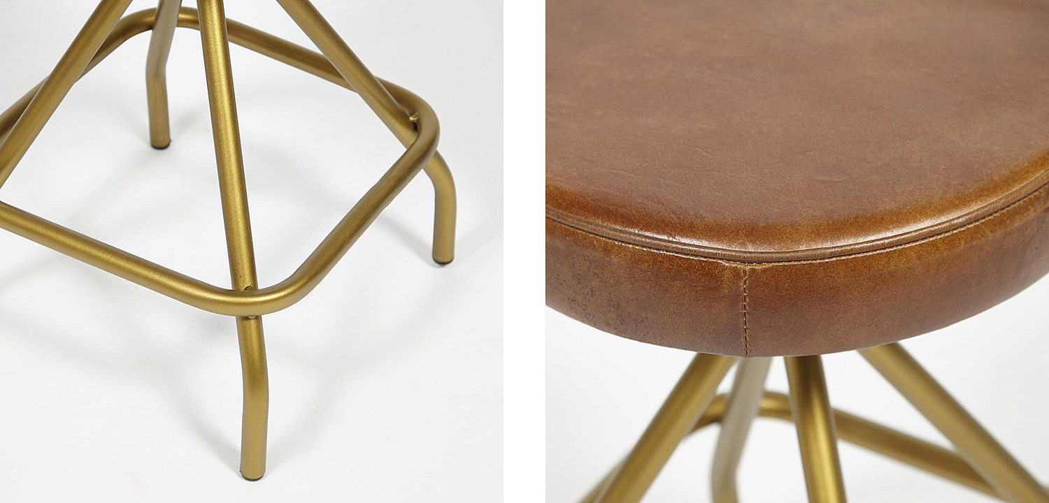 Стул из кожи буйвола Industrial leather stool Стул из кожи буйвола Industrial leather stool - Loft-Concept в Липецке