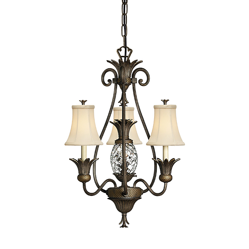 Люстра бронзового цвета с 3-мя кремовыми текстильными абажурами Hinkley Бронза Белый Бежевый в Липецке | Loft Concept 