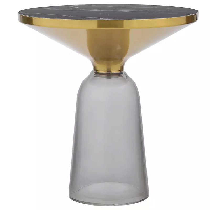 Кофейный столик с круглой стеклянной столешницей с мраморным узором Round Gray Table with Pattern Серый Черный Кофейный столик с круглой стеклянной столешницей с мраморным узором Round Gray Table with Pattern Серый Черный в Липецке | Loft Concept