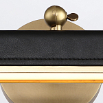 Светильник для картин цвет винтажная латунь с прямоугольным плафоном из кожи черного цвета Alora варинант исполнения - 5 | Loft Concept в Липецке