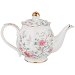 Чайник из фарфора белый с цветочным принтом Flower Porcelain Collection варинант исполнения - 1 | Loft Concept в Липецке