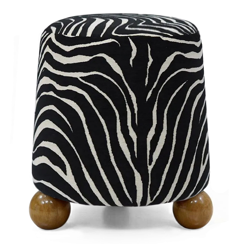 Пуф Wakonda обивка ZEBRA с Круглыми ножками  Черно-белый Коричневый в Липецке | Loft Concept 