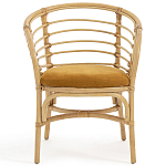 Кресло из ротанга с сиденьем из велюра Vini Rattan Armchair варинант исполнения - 2 | Loft Concept в Липецке