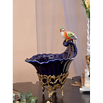 Чаша темно-синего цвета из фарфора с разноцветной птичкой Eden Garden porcelain and bronze варинант исполнения - 4 | Loft Concept в Липецке