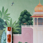 Обои ручная роспись Mahal Garden Original colourway on blue painted Xuan paper варинант исполнения - 3 | Loft Concept в Липецке