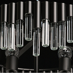 Люстра круглая из матового черного металла с подвесками из прозрачных стеклянных трубок Noir Tubes варинант исполнения - 8 | Loft Concept в Липецке