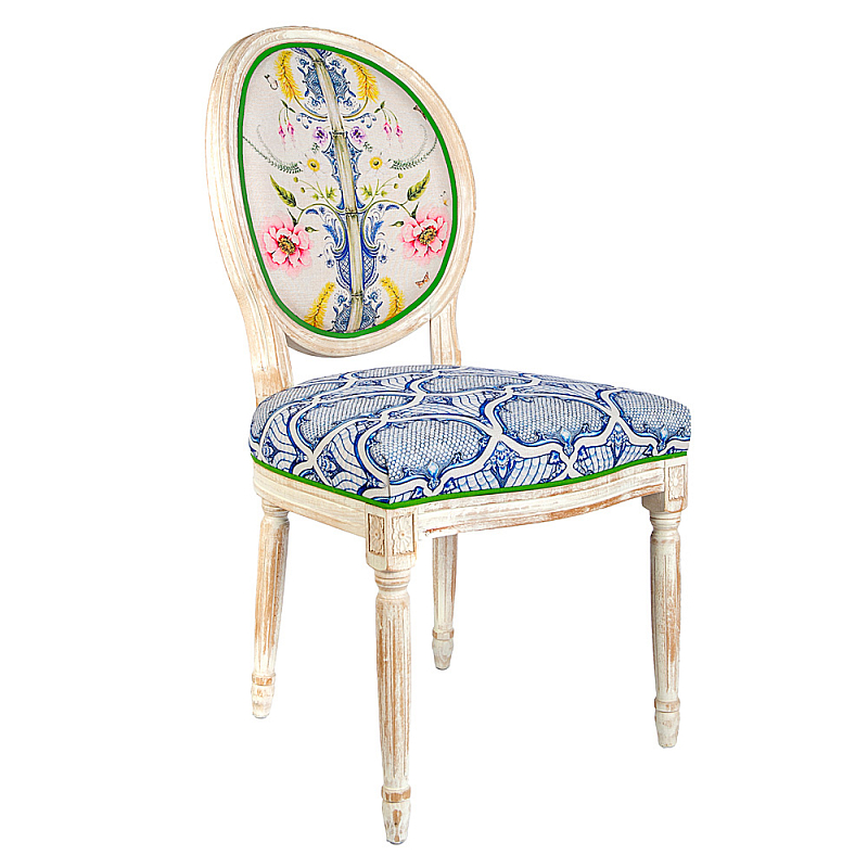 Стул Blue Flower Waltz Stool Бежевый Мульти Синий Стул Blue Flower Waltz Stool Бежевый Мульти Синий в Липецке | Loft Concept