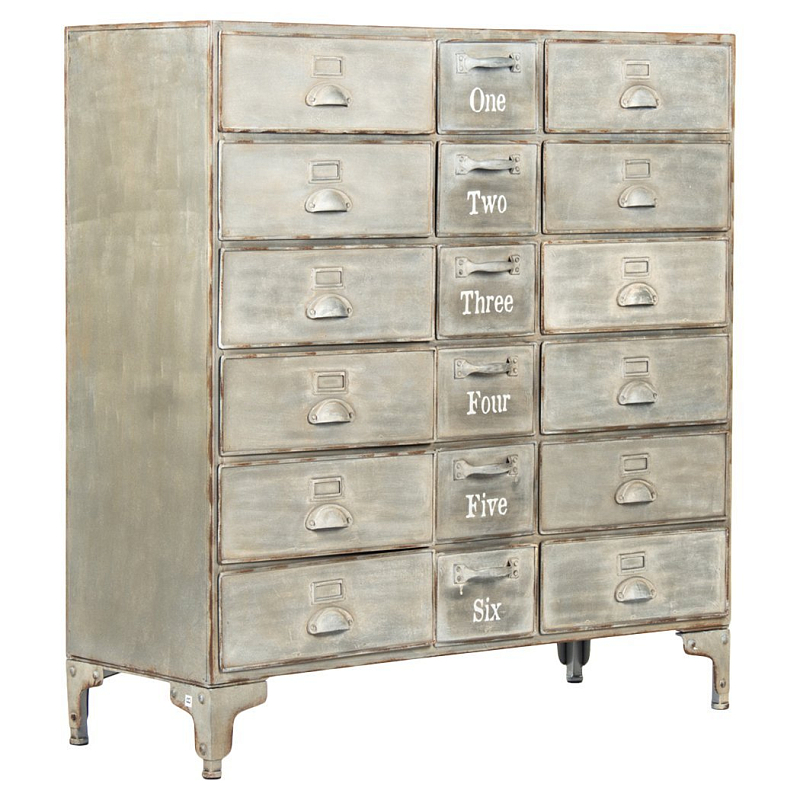 Комод металлический в стиле лофт Oscar Drawer Cabinet Серебряный Комод металлический в стиле лофт Oscar Drawer Cabinet Серебряный в Липецке | Loft Concept