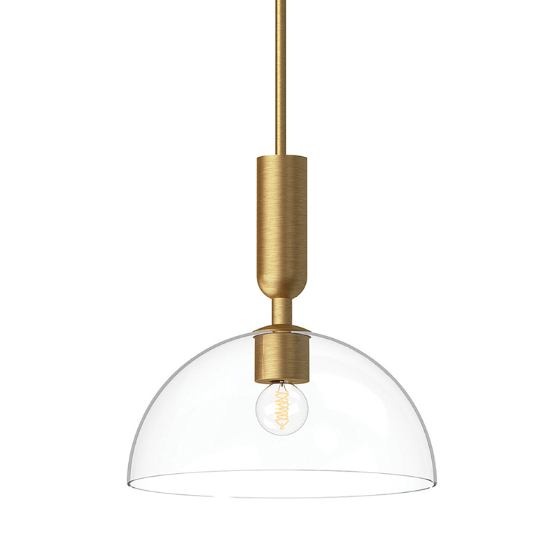 Подвесной светильник с прозрачным полусферическим стеклянным плафоном Alora Mood  Прозрачное Стекло Золотой в Липецке | Loft Concept 