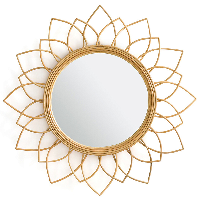 Зеркало из ротанга в форме цветка WICKER MIRROR 90 Бежевый Зеркало из ротанга в форме цветка WICKER MIRROR 90 Бежевый в Липецке | Loft Concept