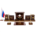 Настольный письменный набор с часами и визитницами из природного камня обсидиана Royal Present варинант исполнения - 1 | Loft Concept в Липецке