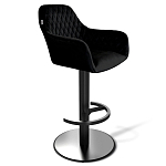 Барный стул вращающийся со спинкой и подлокотниками Douglas Rhombus Черный Велюр варинант исполнения - 1 | Loft Concept в Липецке