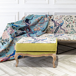 Банкетка из массива бука с изображением птиц и цветов Beige Green Chinoiserie Garden Banquette варинант исполнения - 3 | Loft Concept в Липецке