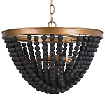 Люстра с подвесками в виде круглых деревянных черных бусин Black Wooden Beads Chandelier варинант исполнения - 1 | Loft Concept в Липецке