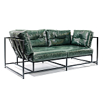 Диван Лофт Натуральная Винтажная кожа Зеленый Two Seat Encounter Leather Sofa варинант исполнения - 2 | Loft Concept в Липецке