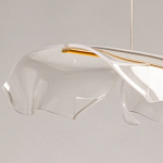 Люстра линейная с 3-мя белыми волнистыми плафонами Wave Line варинант исполнения - 8 | Loft Concept в Липецке