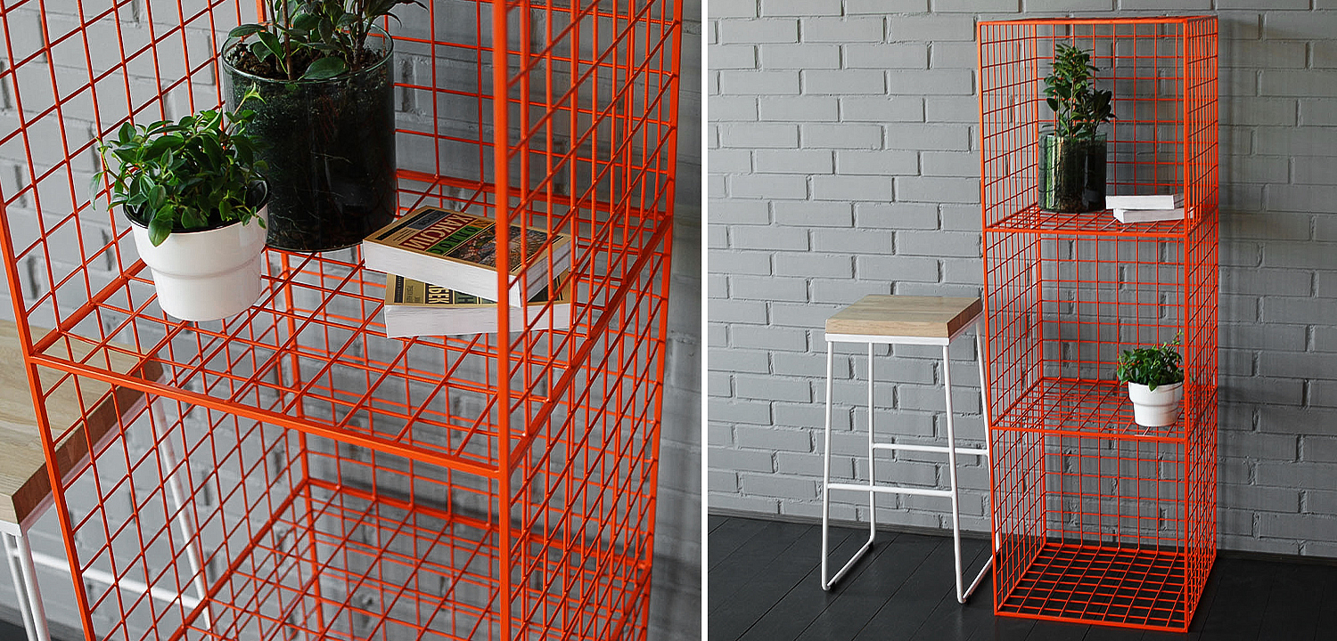Стеллаж Carney Orange Industrial Metal Rust Rack Стеллаж Carney Orange Industrial Metal Rust Rack - Loft-Concept в Липецке