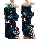 Комплект из 2-х деревянных статуэток Asmat Straw Headdress Statuettes Blue Red варинант исполнения - 3 | Loft Concept в Липецке
