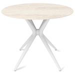 Стол обеденный с круглой столешницей из керамики на четырех белых ножках Sand Ceramics варинант исполнения - 1 | Loft Concept в Липецке
