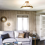 Потолочный светильник цвета латунь с плоским круглым плафоном Hinkley варинант исполнения - 2 | Loft Concept в Липецке