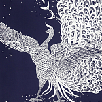 Обои ручная роспись в стиле Арт-деко Whistler Peacocks Special Colourway on Empire Blue dyed silk варинант исполнения - 2 | Loft Concept в Липецке