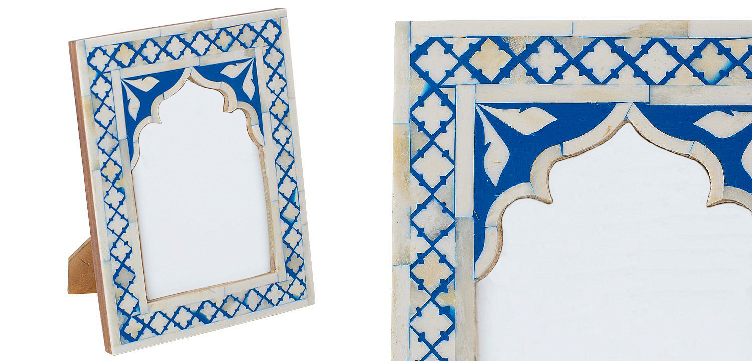 Photo Frame Blue White Moroccan Bone Mosaic Photo Frame Blue White Moroccan Bone Mosaic - Loft-Concept в Липецке