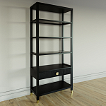 Стеллаж Elsa Dreams Black со стеклянными полками и ящиком варинант исполнения - 1 | Loft Concept в Липецке