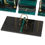 Настольный письменный набор из змеевика тёмно-зелёного цвета с декором в виде орла Successful Leader варинант исполнения - 4 | Loft Concept в Липецке