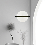 Светодиодный подвесной светильник круглой формы с металлическим черным каркасом Marble Glow варинант исполнения - 5 | Loft Concept в Липецке