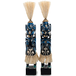 Комплект из 2-х деревянных статуэток Asmat Straw Headdress Statuettes Dark Blue варинант исполнения - 4 | Loft Concept в Липецке