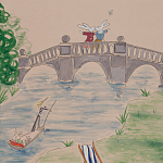 Обои ручная роспись Promenade Special Colourway on pink painted Xuan paper варинант исполнения - 1 | Loft Concept в Липецке