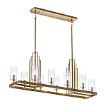 Люстра прямоугольная цвета латунь с прозрачными рифлеными цилиндрическими плафонами Kichler варинант исполнения - 2 | Loft Concept в Липецке