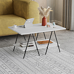 Стол журнальный с белой прямоугольной столешницей и полкой ESSEL WHITE варинант исполнения - 2 | Loft Concept в Липецке