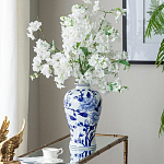 Ваза с бело-синей росписью и изображением цветов Blue & White Ornament варинант исполнения - 4 | Loft Concept в Липецке