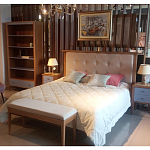 Кровать из массива бука с мягким изголовьем Tasteful Furniture варинант исполнения - 2 | Loft Concept в Липецке