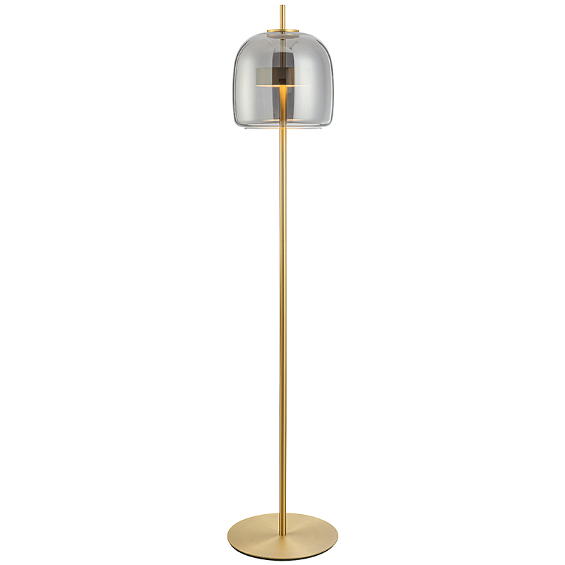 Торшер Blanton Smoky Brass Floor Lamp Стекло Смок Золотой Торшер Blanton Smoky Brass Floor Lamp Стекло Смок Золотой в Липецке | Loft Concept