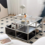 Дизайнерский журнальный стол квадратный с полками Akydy варинант исполнения - 1 | Loft Concept в Липецке