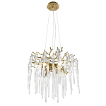 Люстра подвесная круглая в виде ветвей деревьев бронзового цвета с прозрачными подвесками-каплями Droplet Chandelier варинант исполнения - 1 | Loft Concept в Липецке