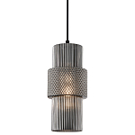 Подвесной светильник со стеклянным рифленым плафоном цилиндрической формы Eliara 13 варинант исполнения - 9 | Loft Concept в Липецке