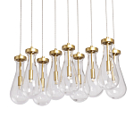 Люстра с 9-ю прозрачными стеклянными плафонами в форме капли Lucid Rain  варинант исполнения - 1 | Loft Concept в Липецке