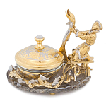 Икорница с декором "Емеля" с гравировкой на подставке из натурального камня Агат Decorative Cavair Dishes варинант исполнения - 3 | Loft Concept в Липецке