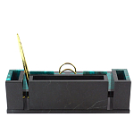 Настольный письменный набор из змеевика с часами и календарницей Successful Leader варинант исполнения - 3 | Loft Concept в Липецке