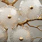 Потолочная люстра круглая ветвистыми бронзовыми элементами и стеклянными рифлеными дисками Textured Glass Chandelier варинант исполнения - 5 | Loft Concept в Липецке