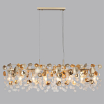 Люстра линейная с подвесками в форме монеток и золотистыми круглыми элементами из металла в виде лепестков FAIRYTREE Light варинант исполнения - 4 | Loft Concept в Липецке