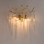 Бра золотого цвета с разветвленными ветвями и длинными прозрачными подвесками в форме стеклянных сосулек Droplet Chandelier варинант исполнения - 2 | Loft Concept в Липецке