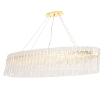 Люстра подвесная овальная с рельефными стеклянными панелями и золотым металлическим каркасом Textured Glass Chandelier варинант исполнения - 1 | Loft Concept в Липецке